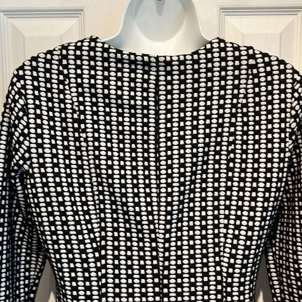 Calvin Klein‎ Black/White 3/4 Sleeve Fit & Flare Dress Size 4 - Picture 8 of 12